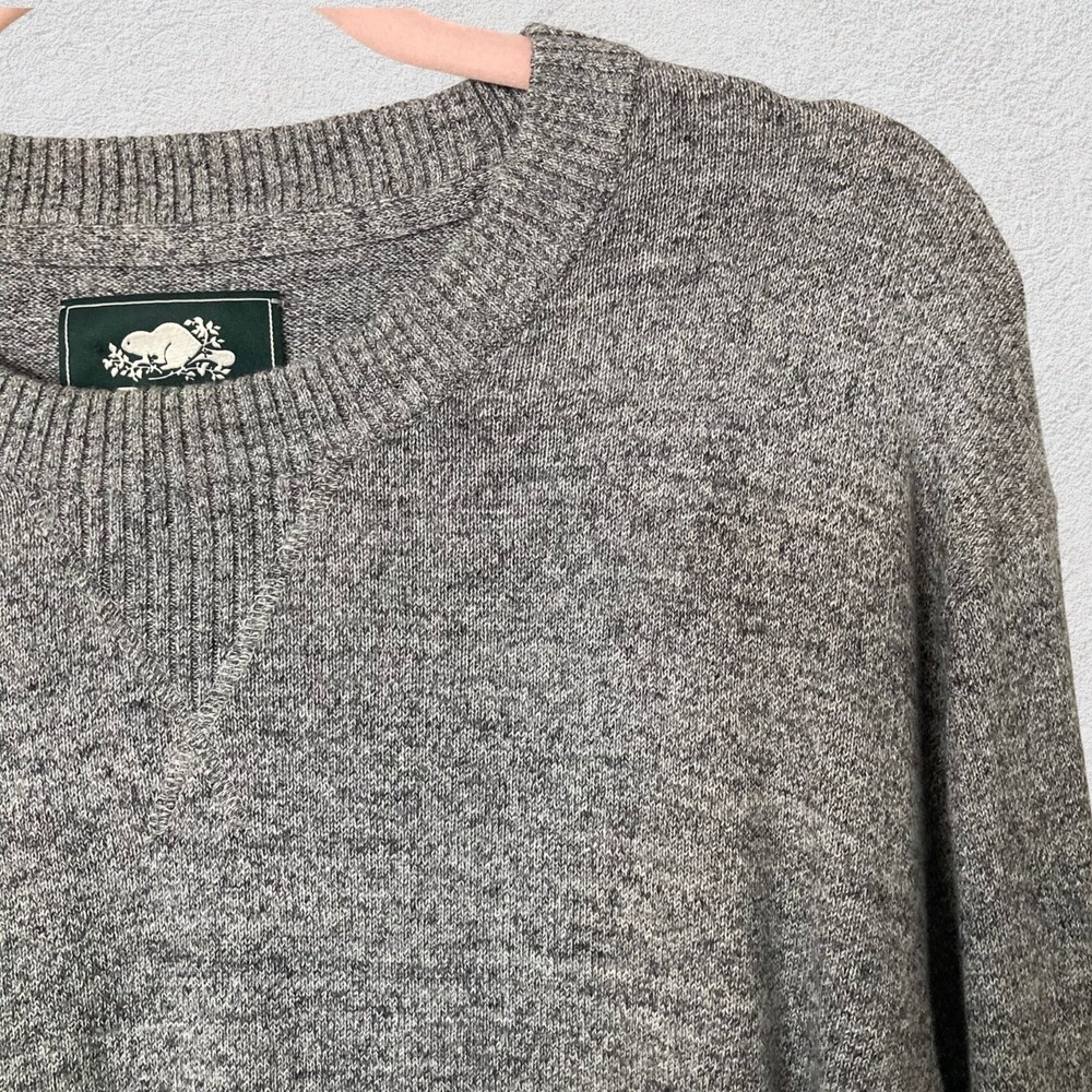 Roots Heather Gray 100% Cotton Crewneck Sweater Men's Large Casual Pullover Soft